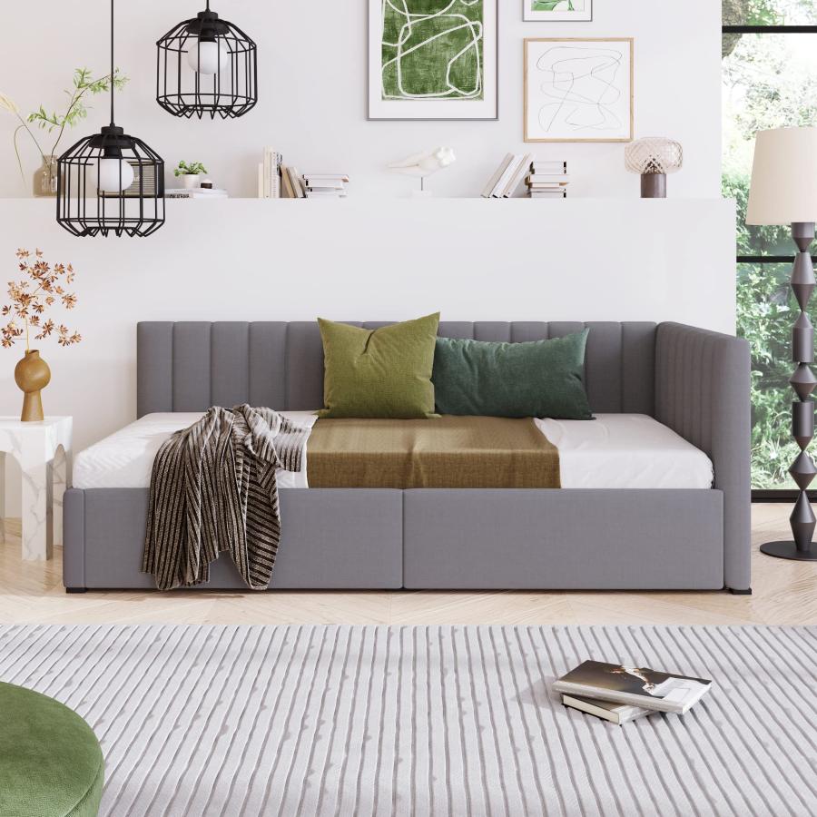 【並行輸入品】 Harper & Bright Designs Upholstered Daybed with Storage Drawers，_3