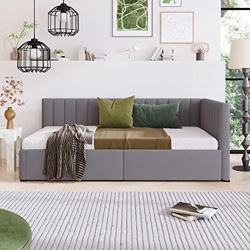 【並行輸入品】 Harper & Bright Designs Upholstered Daybed with Storage Drawers，_4