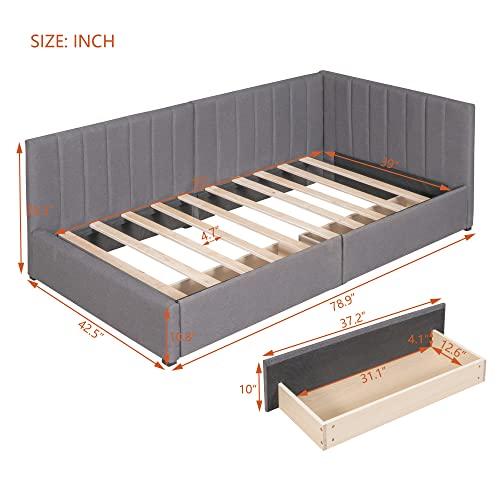 【並行輸入品】 Harper & Bright Designs Upholstered Daybed with Storage Drawers，_7