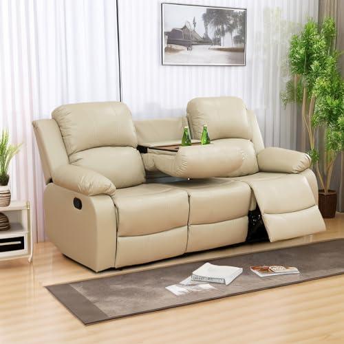 【並行輸入品】 SIENWIEY Manual Leather Recliner Sofa for Living Room Furniture，_1