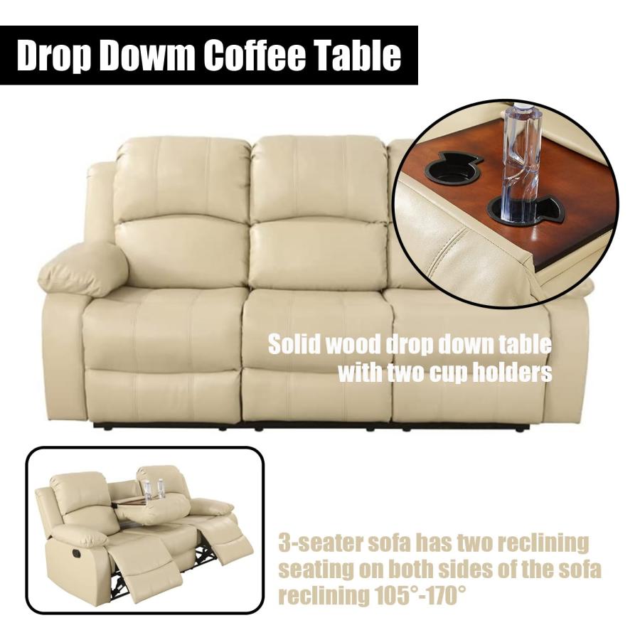 【並行輸入品】 SIENWIEY Manual Leather Recliner Sofa for Living Room Furniture，_9