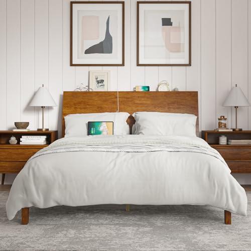 【並行輸入品】 HULALA HOME Bed Frame Queen Size with Headboard,Claus Solid Woodの画像