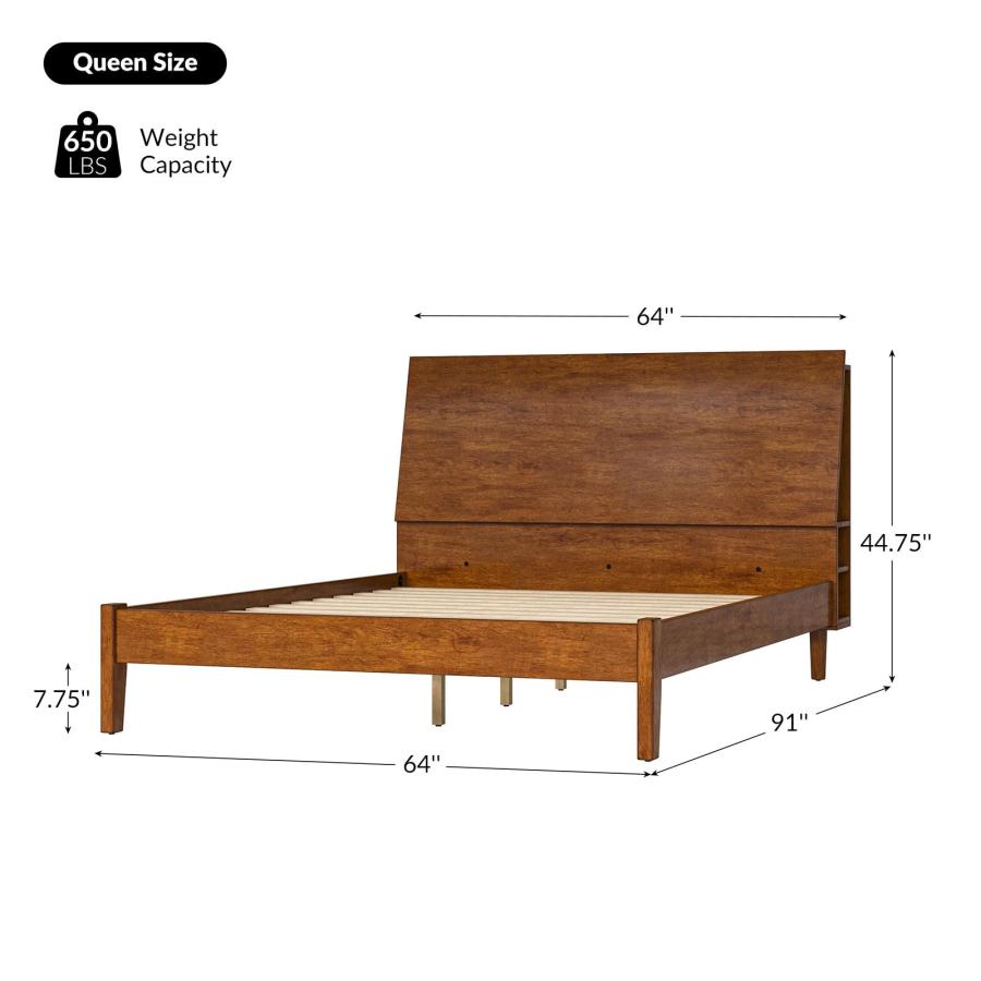 【並行輸入品】 HULALA HOME Bed Frame Queen Size with Headboard,Claus Solid Woodの画像