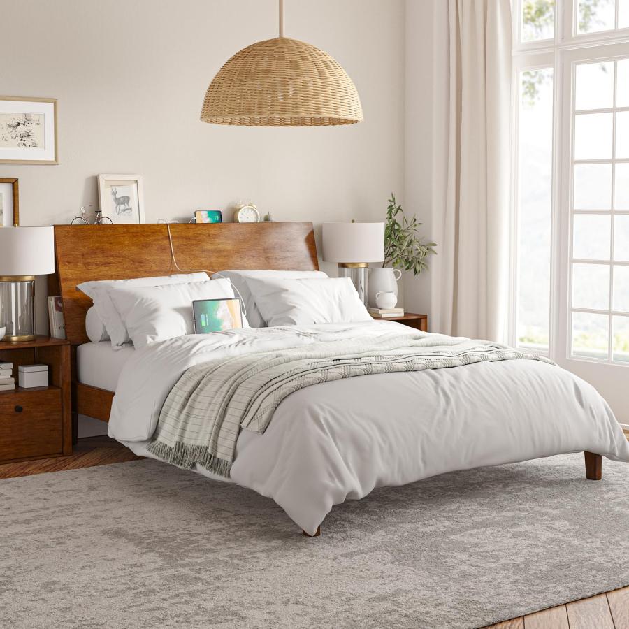 【並行輸入品】 HULALA HOME Bed Frame Queen Size with Headboard,Claus Solid Woodの画像