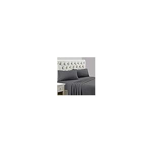 【並行輸入品】 snowhomes 100% Cotton Dark Grey King Size 4 Piece Bed Sheet Set