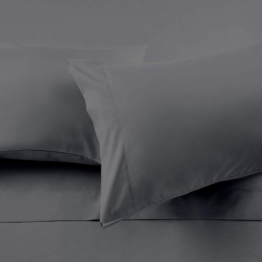 【並行輸入品】 snowhomes 100% Cotton Dark Grey King Size 4 Piece Bed Sheet Set