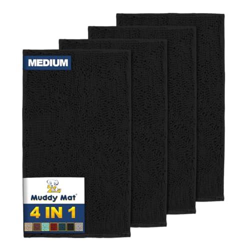 【並行輸入品】Muddy Mat〓 4ピース ブラック ミディアム 30インチ X19インチ AS SEEN ON TV 高吸収性マイクロファイ_1