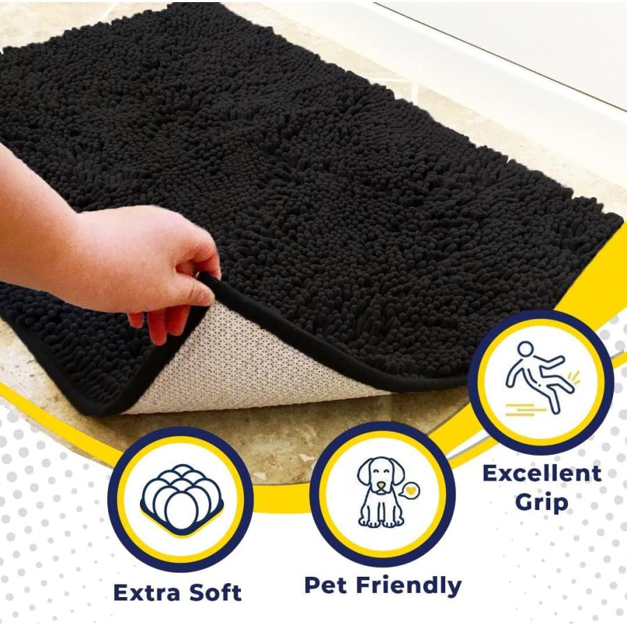 【並行輸入品】Muddy Mat〓 4ピース ブラック ミディアム 30インチ X19インチ AS SEEN ON TV 高吸収性マイクロファイ_3
