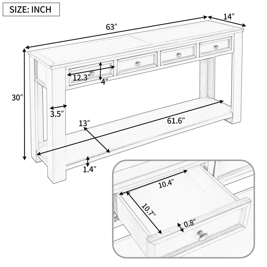 【並行輸入品】 Knocbel Console Table Hallway Sofa Entryway Side Table 63" Long