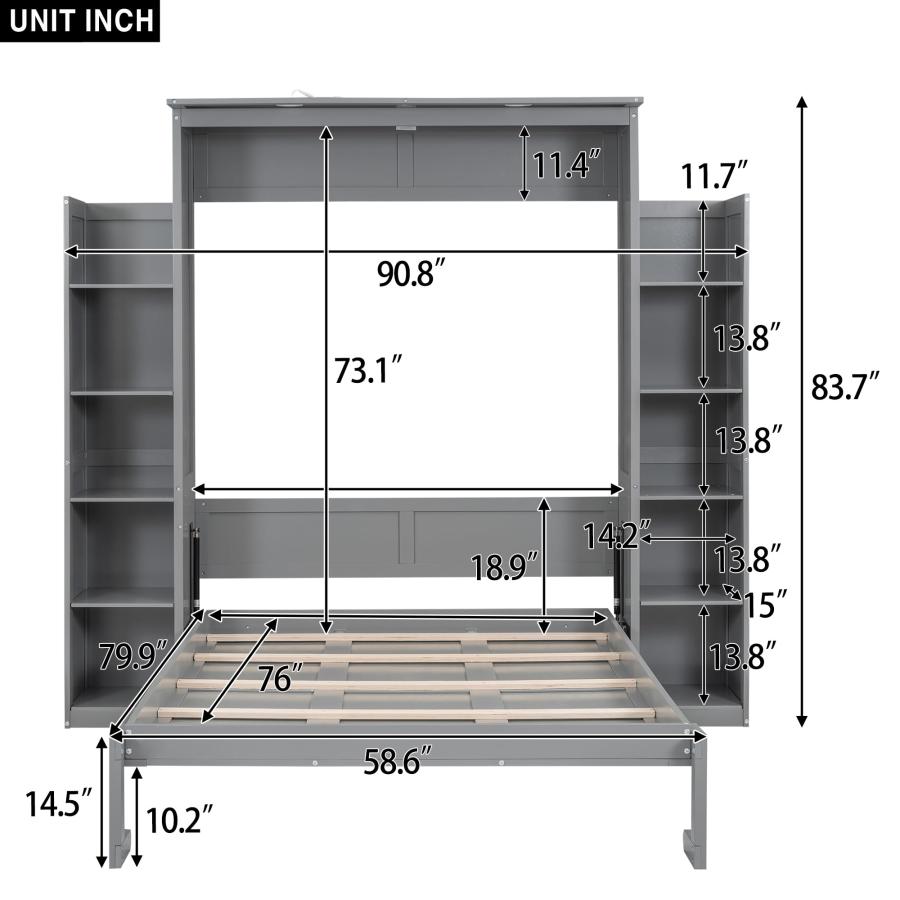 【並行輸入品】 Harper \u0026 Bright Designs Full Size Murphy Bed Wall Bed with Storaの画像