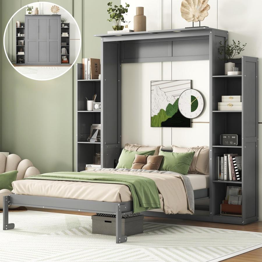 【並行輸入品】 Harper \u0026 Bright Designs Full Size Murphy Bed Wall Bed with Storaの画像