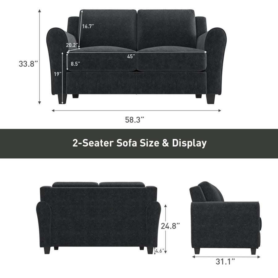 【並行輸入品】Bonzy Home (ボンジーホーム) ソファ2点セット 2人掛けと3人掛けソファカウチ 74インチソファカウチ モダンで快適な_6