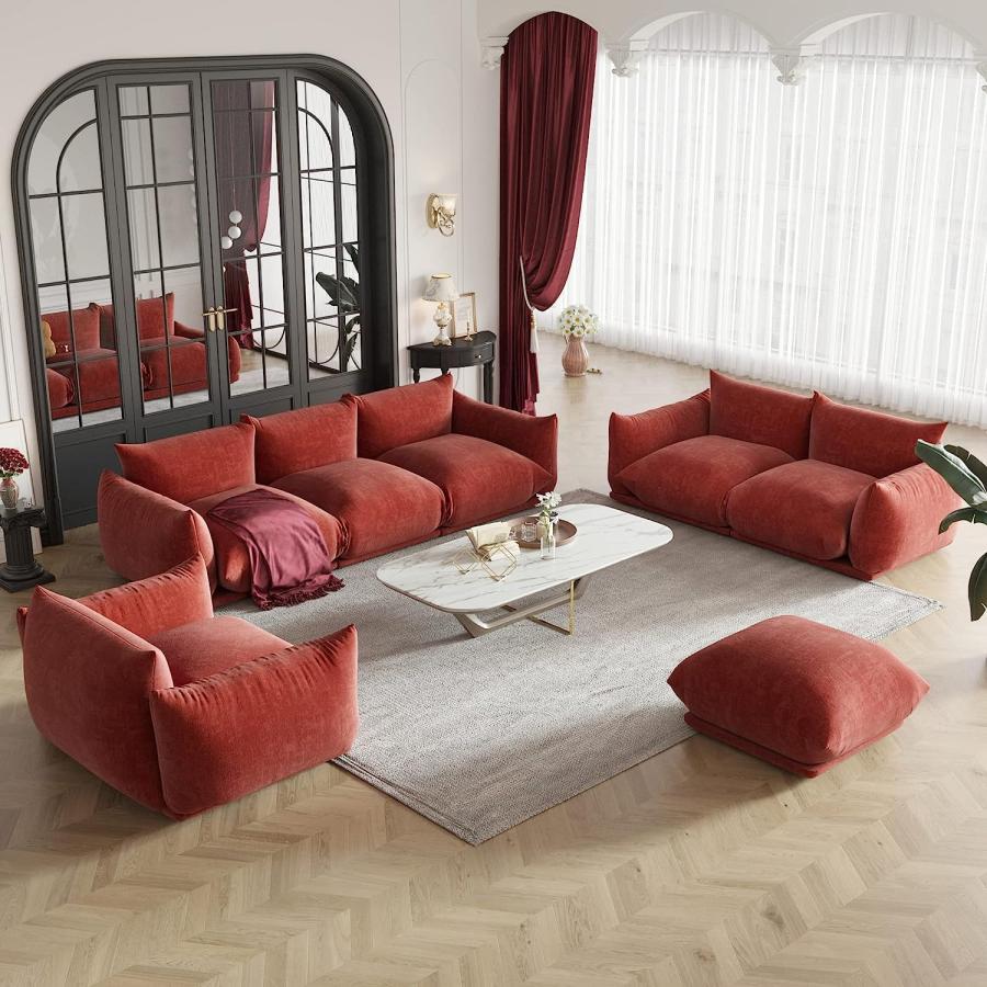 【並行輸入品】 JACH Mid Century Comfy Ottoman， Chenille Sofa Footrest Couch wit_9