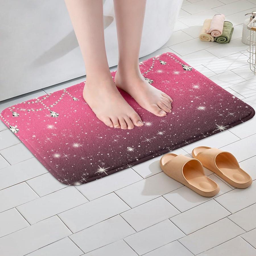 【並行輸入品】スパークリングダイヤモンドバスルームラグマットフリース50.8 cmx76.2 cm、星 グリッター スターライト ギャラクシー