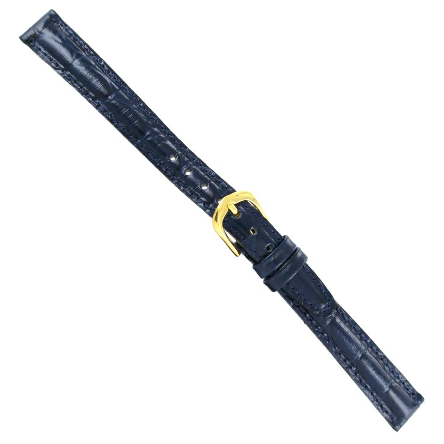 【並行輸入品】 12mm Milano Ladies Watch Band Padded Croco Grain Dark Blue Leathの画像