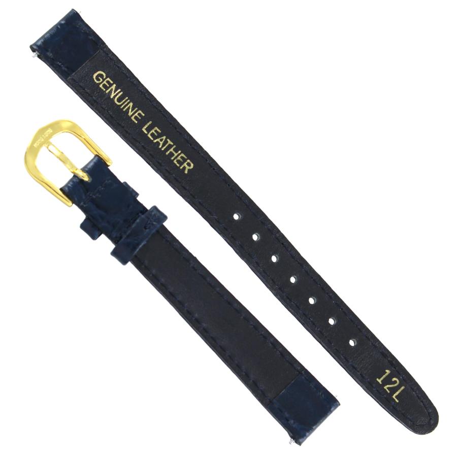 【並行輸入品】 12mm Milano Ladies Watch Band Padded Croco Grain Dark Blue Leathの画像