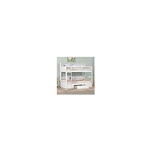 【並行輸入品】 Wood Platform Bed Frame | Twin Size Bunk Bed with Built in Shelvの画像