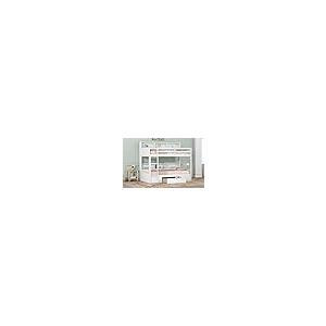 【並行輸入品】 Wood Platform Bed Frame | Twin Size Bunk Bed with Built in Shelvの画像