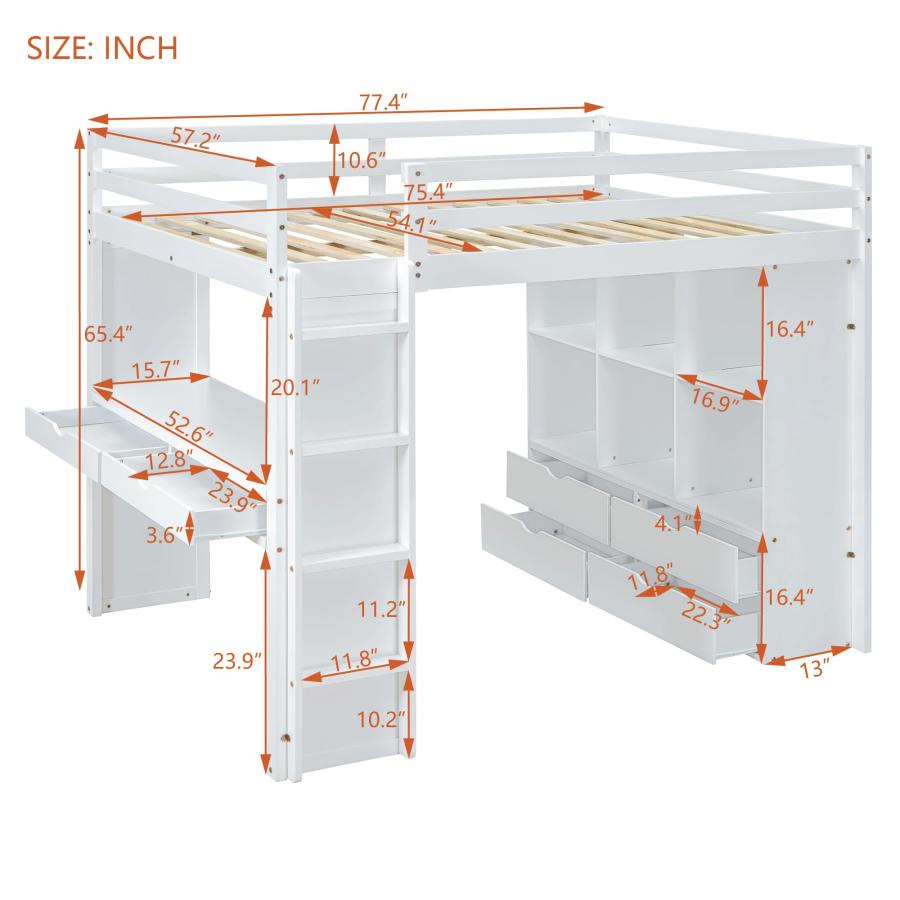 【並行輸入品】 Harper & Bright Designs Full Size Loft Bed with Desk & Storage S