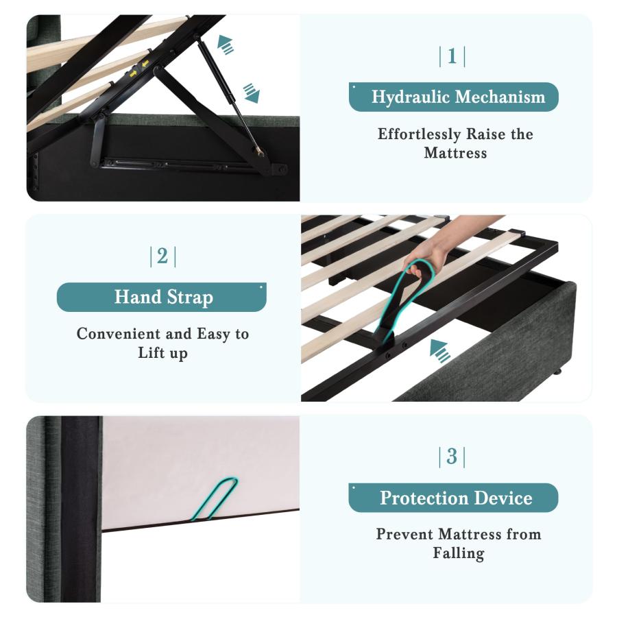 【並行輸入品】 HOOMIC King Size Lift Up Storage Platform Bed Frame with Wingbacの画像
