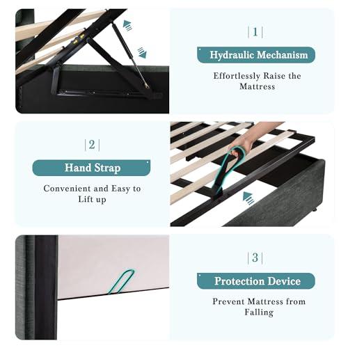 【並行輸入品】 HOOMIC King Size Lift Up Storage Platform Bed Frame with Wingbacの画像