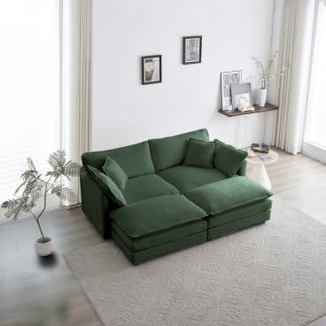 【並行輸入品】 Linyuanwai Chenille Fabric Ottoman Footrest to Combine With 2， 3