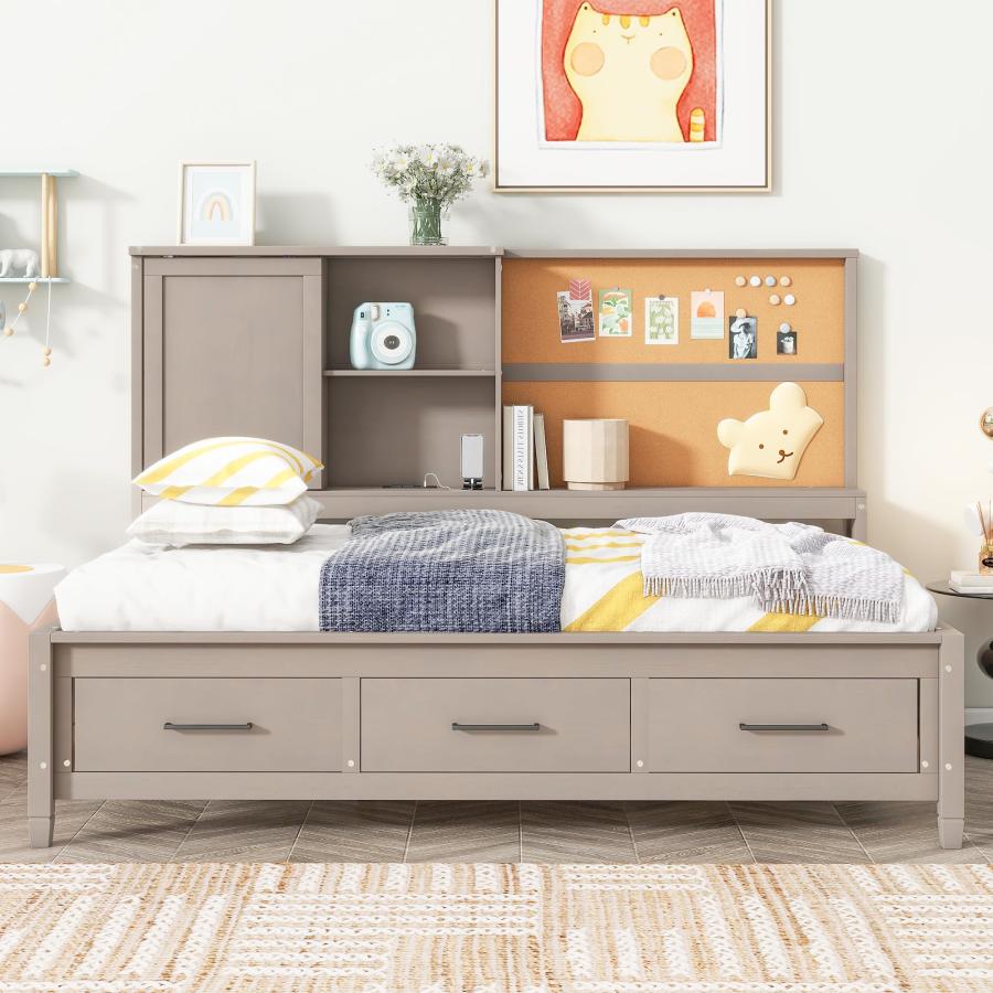 【並行輸入品】 Harper & Bright Designs Twin Size Lounge Daybed with 3 Drawers &_3