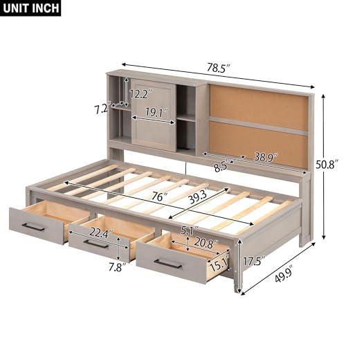 【並行輸入品】 Harper & Bright Designs Twin Size Lounge Daybed with 3 Drawers &_7