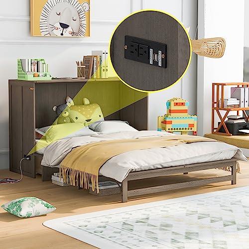 【並行輸入品】 Harper & Bright Designs Queen Size Murphy Bed， Wood Murphy Bed F_7