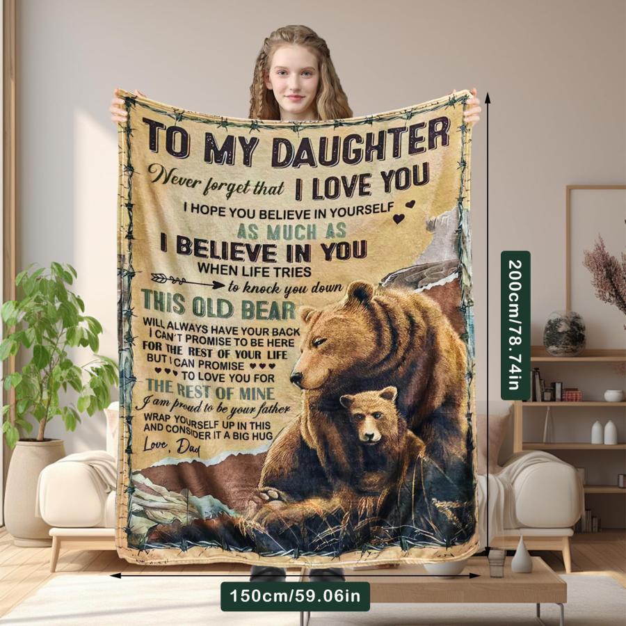 【並行輸入品】ベアブランケット to My Daughter from Dad ギフト ライトブラウン スローブランケット 娘への誕生日プレゼン