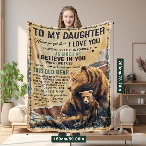 【並行輸入品】ベアブランケット to My Daughter from Dad ギフト ライトブラウン スローブランケット 娘への誕生日プレゼン