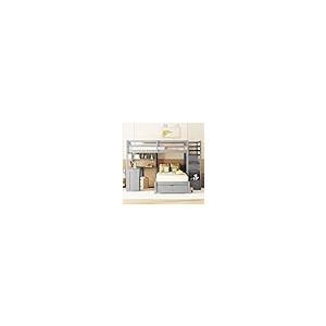 【並行輸入品】 Harper \u0026 Bright Designs Full Over Twin Bunk Bed with Stairs, Stoの画像