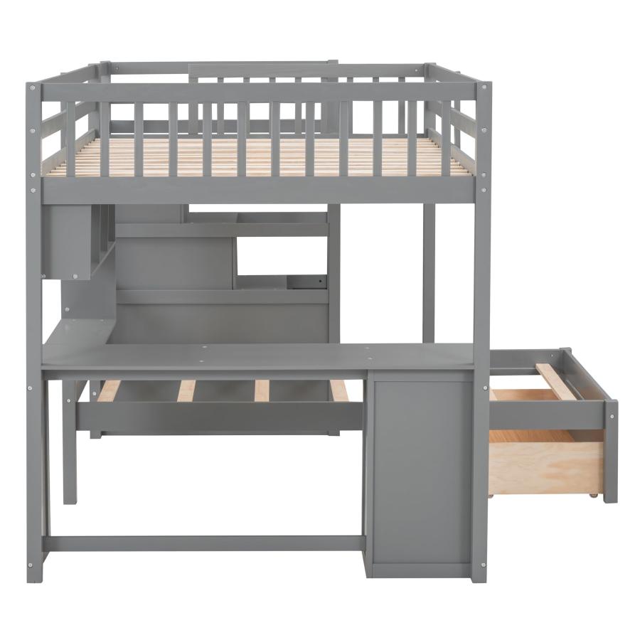 【並行輸入品】 Harper \u0026 Bright Designs Full Over Twin Bunk Bed with Stairs, Stoの画像