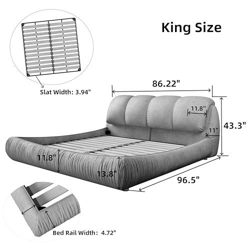 【並行輸入品】 Yoglad King Size Contemporary Upholstered Bed, Oversized Paddedの画像
