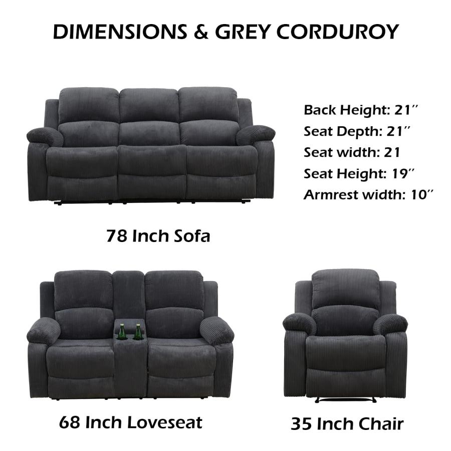 【並行輸入品】 SIENWIEY Manual Recliner Sofa， Reclining Couch with Cup Holders，_3