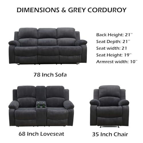 【並行輸入品】 SIENWIEY Manual Recliner Sofa， Reclining Couch with Cup Holders，_4