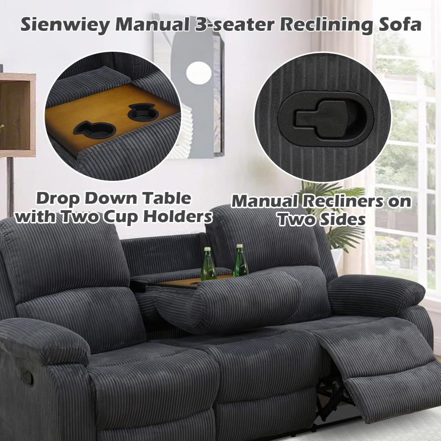 【並行輸入品】 SIENWIEY Manual Recliner Sofa， Reclining Couch with Cup Holders，_6