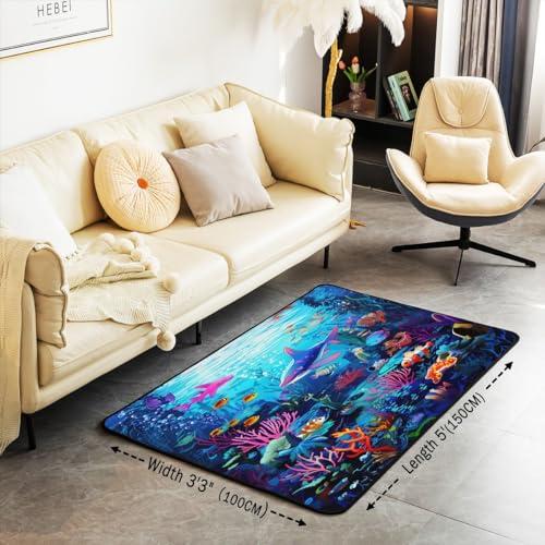 【並行輸入品】 Feelyou Kids Shark Area Rug 5x7 Ocean Sea Animal Living Room Rug_7