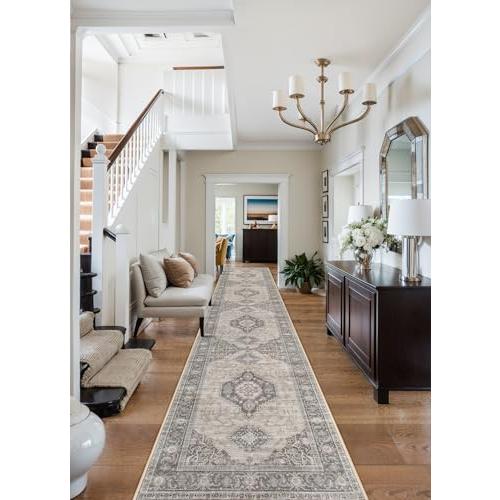 【並行輸入品】 Lahome Oriental Hallway Runner Rug， 2.5x12 Washable Runners for_4