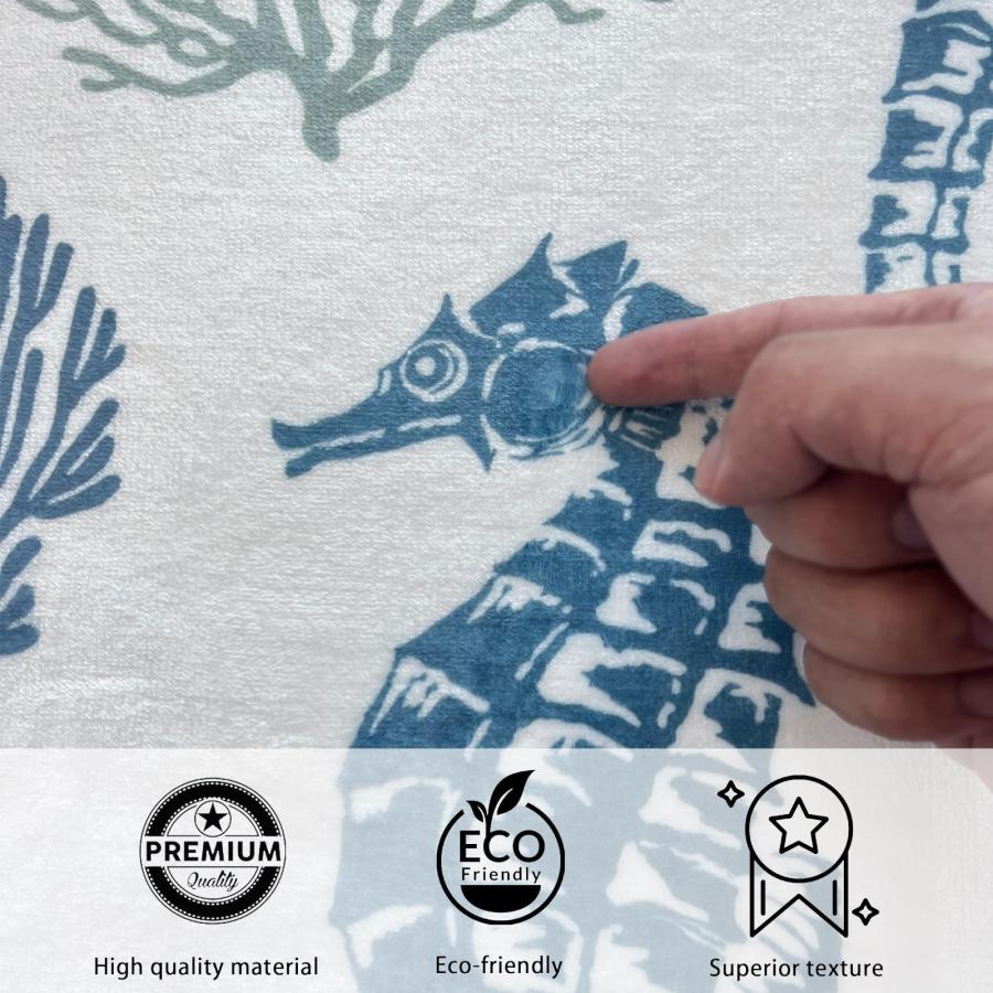 【並行輸入品】Coastal Nautical Rug 寝室&リビングルーム用、ソフトローベルベットカーペット、洗えるビーチエリアラグ モダ_9