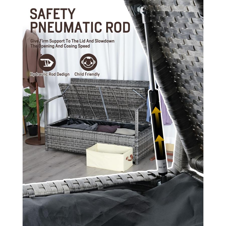 【並行輸入品】 OYODHPDU 60 Gallon Outdoor Storage Bench All Weather PE Rattan