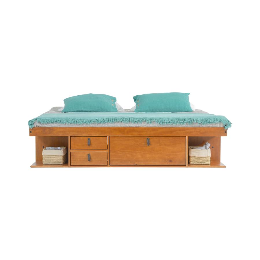 【並行輸入品】 memomad Bali Bed   King Storage Platform Sturdy Wooden Frame witの画像