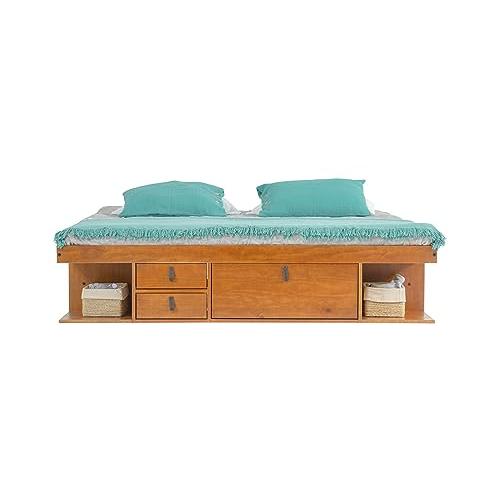 【並行輸入品】 memomad Bali Bed   King Storage Platform Sturdy Wooden Frame witの画像