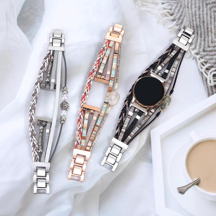 【並行輸入品】 CHARMINGO 20mm Boho Beaded Watch Band Compatible with Samsung Ga_3