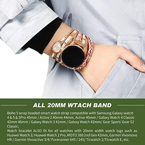 【並行輸入品】 CHARMINGO 20mm Boho Beaded Watch Band Compatible with Samsung Ga_7