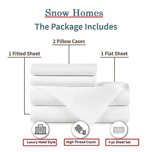 【並行輸入品】 snowhomes 4 Pcs Bed sheets 800 Thread Count 100% Cotton White Ca