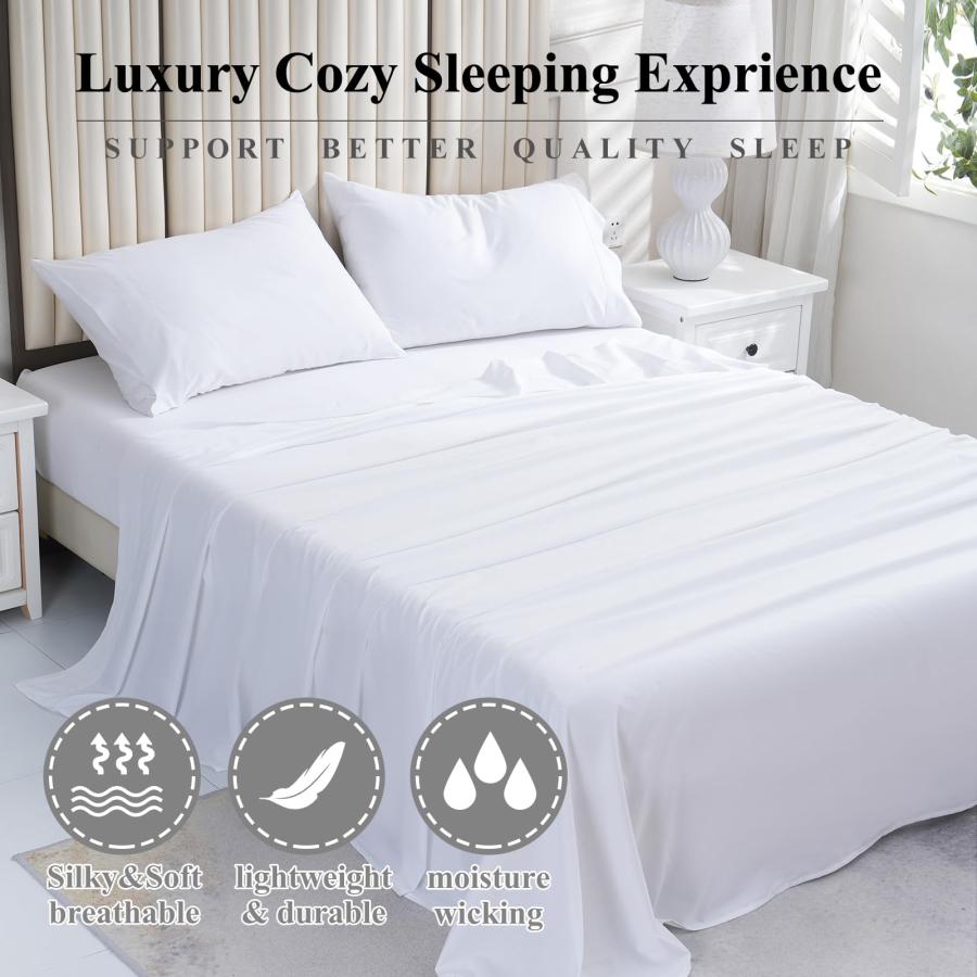 【並行輸入品】 snowhomes 4 Pcs Bed sheets 800 Thread Count 100% Cotton White Ca
