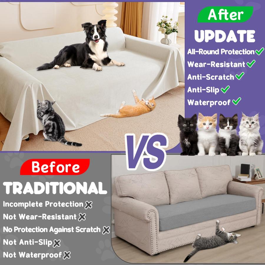 【並行輸入品】 Cat Scratch Furniture Protector Anti Slip， Waterproof Sofa Cov_6