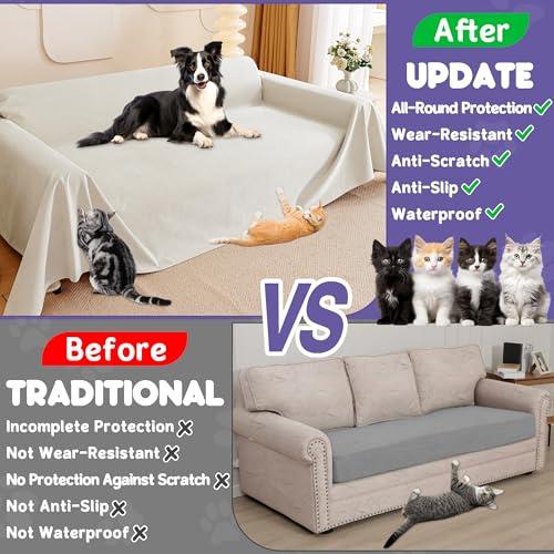 【並行輸入品】 Cat Scratch Furniture Protector Anti Slip， Waterproof Sofa Cov_7
