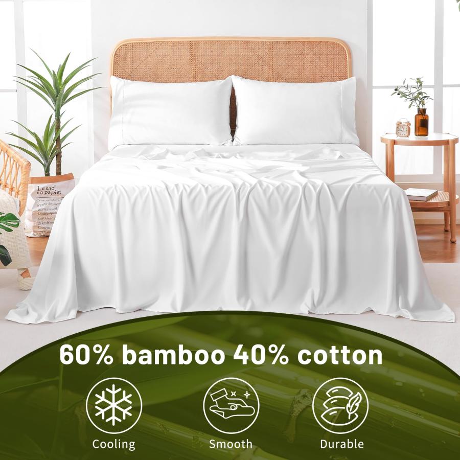 【並行輸入品】Bedlifes エクストラディープポケットキングシーツ、45.72cm 61.0 cm厚マットレス、竹由来のレーヨン、冷却シート